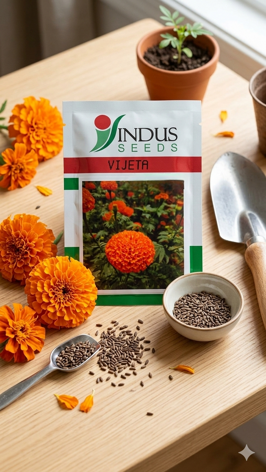 Indus Marigold F1 Hybrid Vijeta Orange Marigold 1000 SD  *+150 SD FREE *