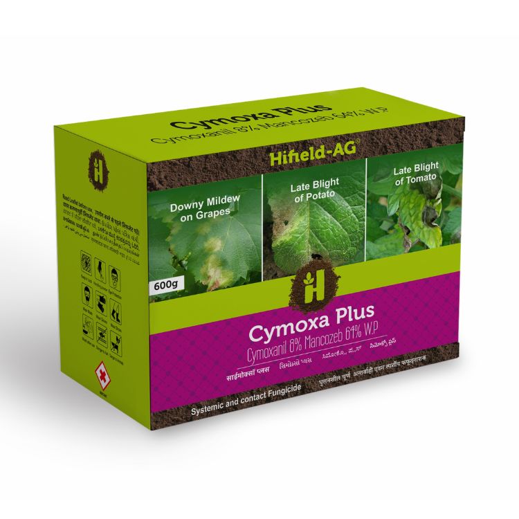 हायफिल्ड-एजी सायमोक्सा प्लस (सायमोक्सॅनिल ८% + मॅन्कोझेब ६४% डब्ल्यूपी) सिस्टेमिक आणि कॉन्टॅक्ट बुरशीनाशक