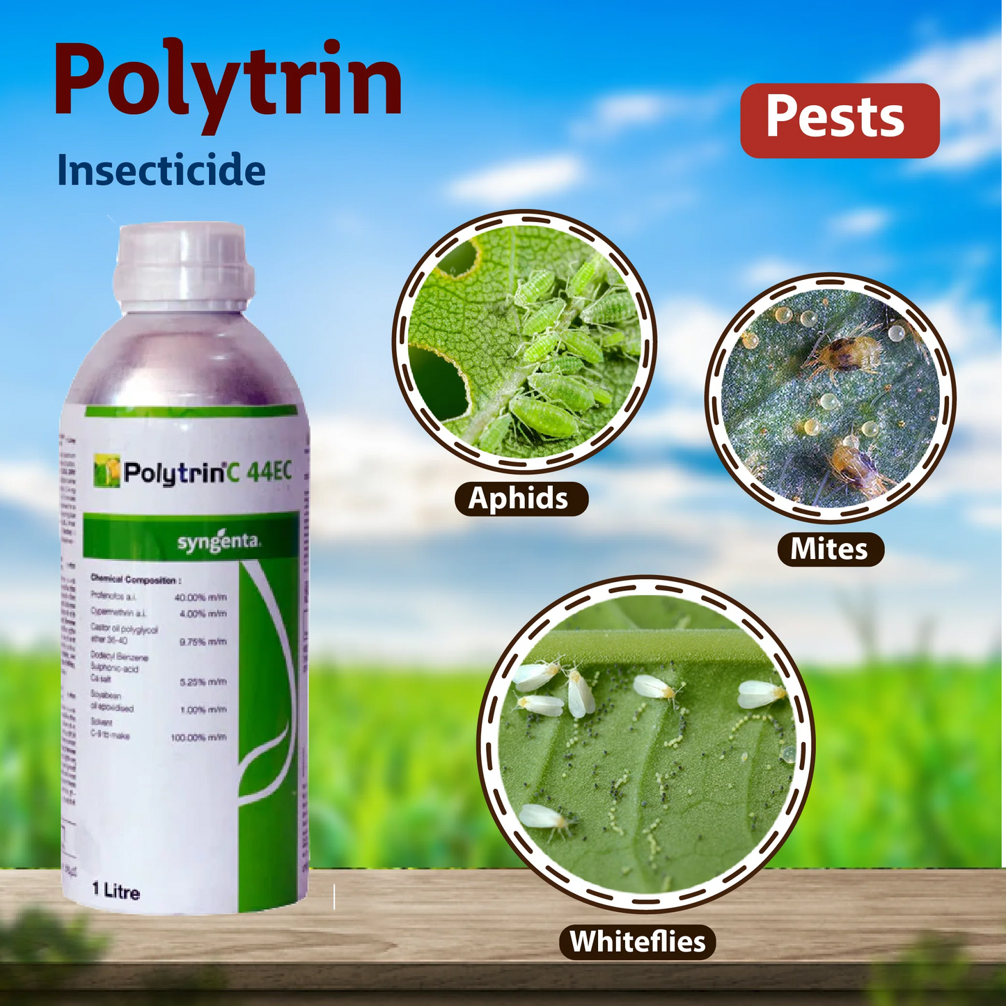 Syngenta Polytrin C 44 EC Insecticide (Profenofos 40% + Cypermethrin 4%) - IPM Suitable