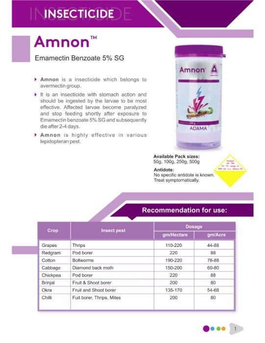 Adama Amnon (Emamactin Benzoate 5%) Insecticide.